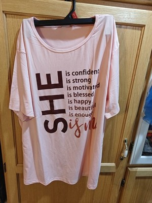 WD2- 5XL She Is Confident Graphic Pink Tee