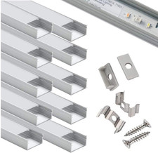 LED Aluminum Channel Wide 2M/6.6Ft, Aluminum Profile 10-Pack with Complete Mount