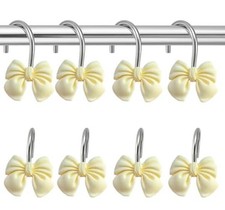 Bow Shower Curtain Hooks Set of 12 Resin Decorative Shower Hooks for Beige