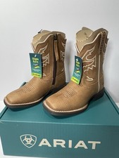 Ariat Kids Sorting Pen Boots Cottage Wide Square Toe Size 10 Easy Entry Zipper