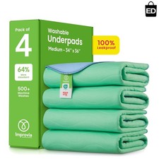Maximum Absorbency Bedwetting Pads - Washable 34"x36" - 4 Reusable Underpads
