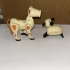 2 VTG Fisher Price Farm Barn Animals Little People COW and SHEEP Hong Kong 70s