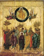 The Ascension of the Lord Jesus Christ. Wooden orthodox icon wall art