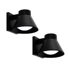2 Pack LED Outdoor Wall Light Fixtures, Black Front Porch Lights Wall Mount