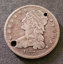 1837 Capped Bust Quarter 25C Silver Full Date Full Liberty (Holed)