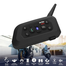 INTERFONO PER CASCO MOTO V6 PLUS BLUETOOTH COPPIA 1200M IMPERMEABILE 6 RIDERS