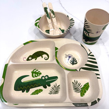 Little Journey Eco 5 Piece Toddler Eco Friendly Feeding Set Alligator and Lizard