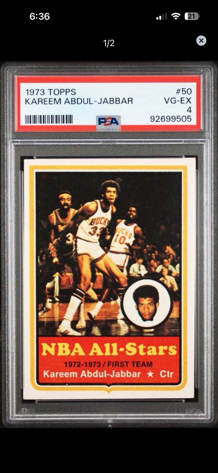 1973-74 Topps Kareem Abdul-Jabbar #50 PSA Graded 4 VG/EX
