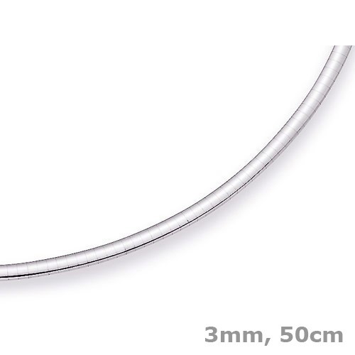 3Mm Halsreif Omegareif Omegakette 750 Gold WeißGold Goldkette 50Cm Damen-image
