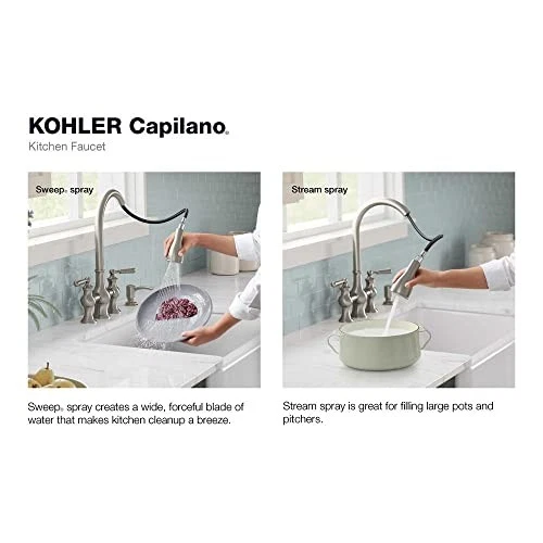 KOHLER CAPILANO GRIFO PUENTE 2 MANIJAS CON DISPENSADOR DE JABÓN - PLATEADO Foto 4 de 4