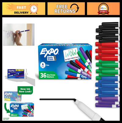 36 Count Low Odor Fine Tip Dry Erase Markers - Assorted Colors for Easy Writing