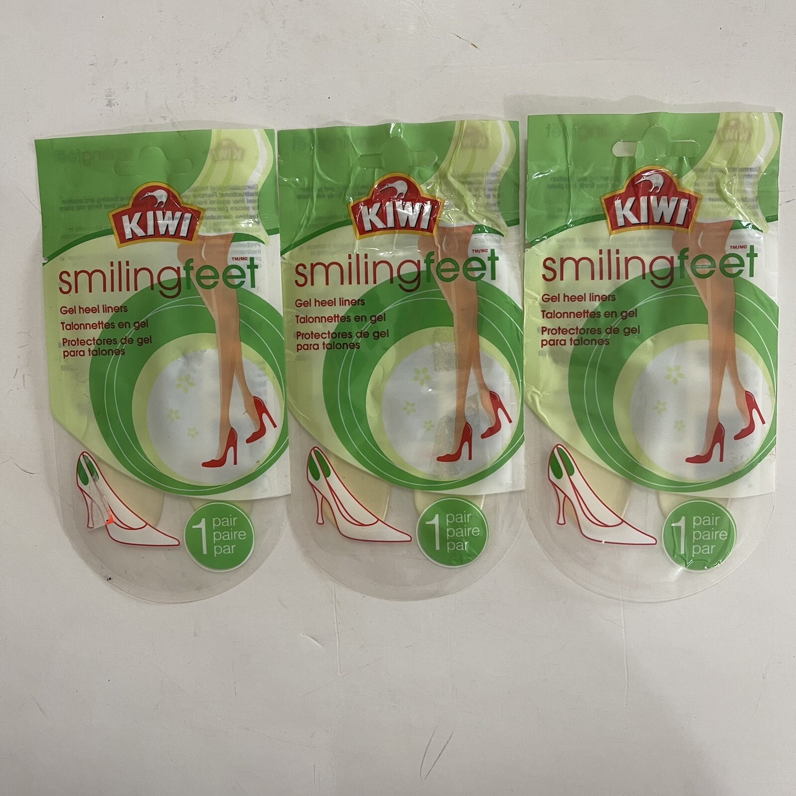 Kiwi Smiling Feet gel heel liners lot of 3 new e10 eBay