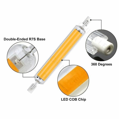 R7s LED 78mm 118mm Dimmable Halogen Glass LED COB Tube High Power Bulb 110V 220V - Picture 7 of 10