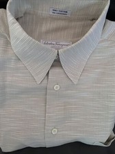 SALVATORE FERRAGAMO 100 COTTON LONG SLEEVE BEIGE COLOR NWOT /POCKET SZ L SHIRT