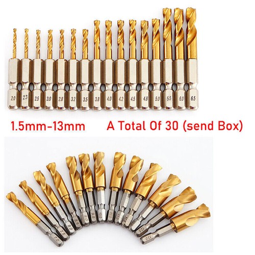 1.5-13mm Handhaben Bohrer Mit 1/4" Sechskantschaft Hss Spiralbohrer Bitaufnahme - Bild 40 von 40
