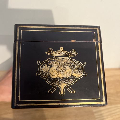 Ancien Coffret Boîte À Gants Laqué Décor Asiatique À Restaurer - Picture 14 of 18