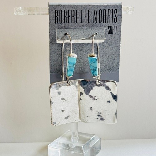 RLM Robert Lee Morris SOHO Earrings Textured Sculptural Dangle Silver Chunky big