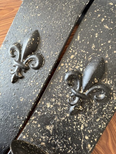 Vintage Fleur De Lis Metal Wall Sconces Candle Holders - Picture 7 of 7