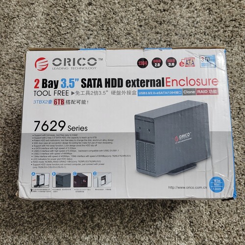 Orico 7629 Series 2 Bay 3.5" SATA HDD External Enclosure 3.0 USB Black 7629RUS3 - Picture 1 of 15