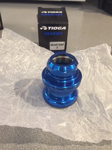 OLD SCHOOL BMX TIOGA BEARTRAP 2 HEADSET BLUE 1" threaded NEW tange gt - Picture 2 of 2