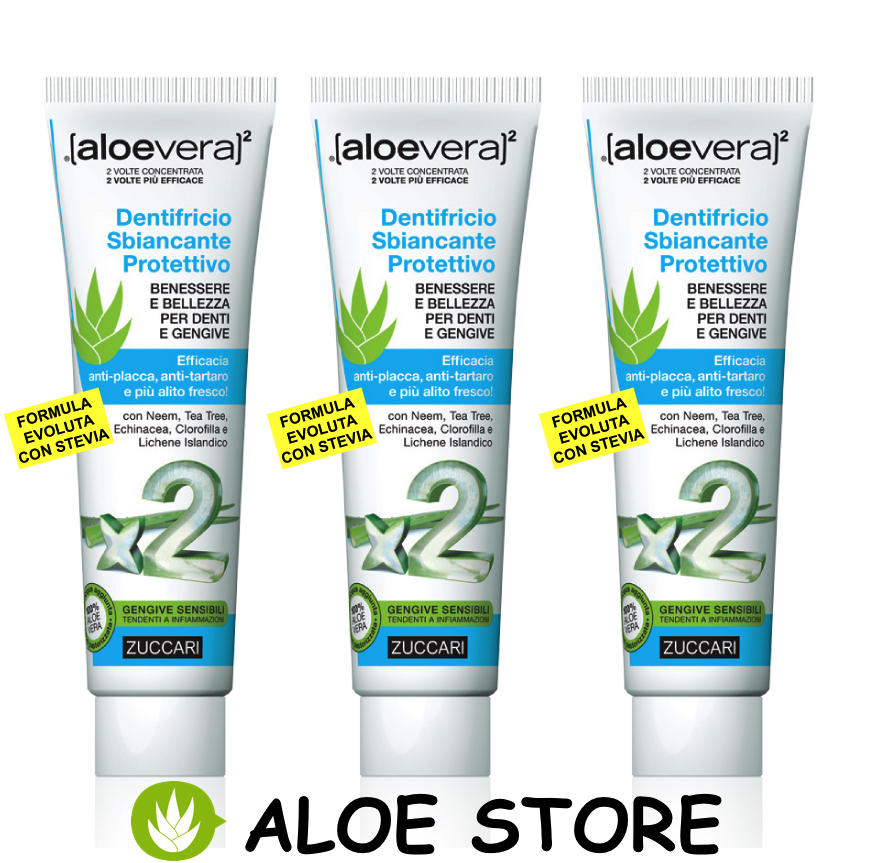 ZUCCARI ALOE VERA x2 -- 3x DENTIFRICIO SBIANCANTE PROTETTIVO 100ml - TARTARO