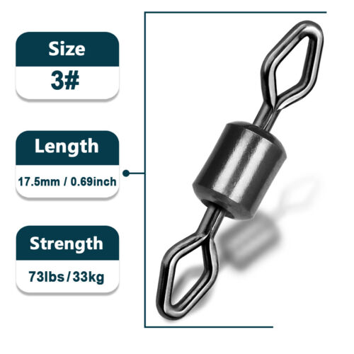 9KM Swivels Fishing Tackle 50~100Pcs Stainless Steel Diamond Eye Rolling Swivels - Picture 16 of 21