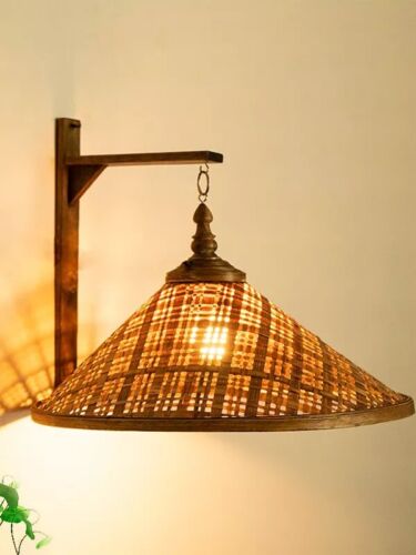 Bamboo lamp, wall mounted, home decoration - Afbeelding 1 van 4