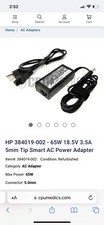 Genuine OEM HP Laptop Charger AC Power Adapter 384019-002 18.5V 3.5A 65W
