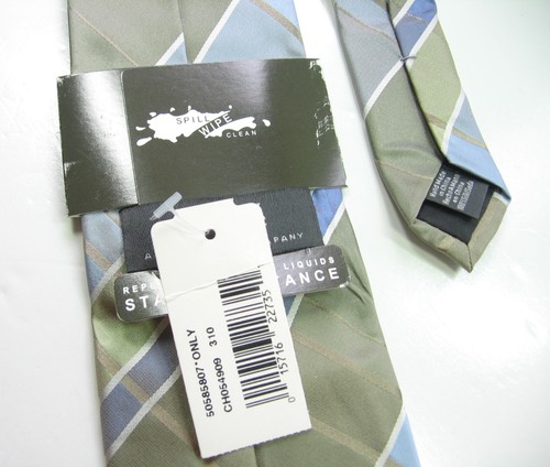CRAZY HORSE Neck Tie Light BLUE Pale GREEN Striped 100% SILK Necktie NWT - Picture 8 of 9
