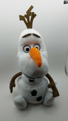 Disney Store Olaf Knuffel, Frozen 2, Pluche Knuffelige, 38 cm, Speelgoed met Glanzende Afwerking en Reliëf Sneeuwvlokken, Geschikt voor Alle Leeftijden