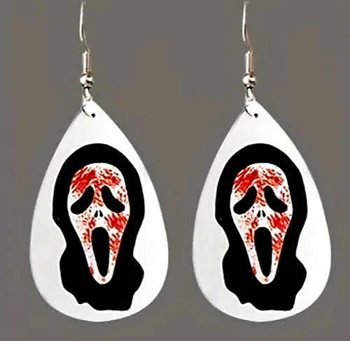 Halloween Horror Inspired Dangle Drop Hook Earrings Faux Leather, Enamel Or Wood - Picture 24 of 101