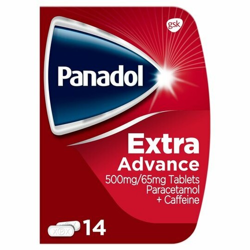 Panadol Extra Advance 500mg Paracetamol 65mg Caffeine - 14 Tablets Max 2 packs