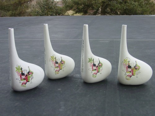 Mid Century RAYMOR Italy Keramik Dekanter Bourbon Gin Scotch Rye Flasche 4er SET - Bild 3 von 10