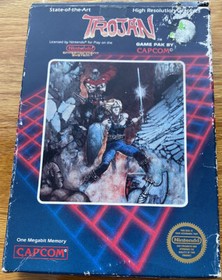 Trojan con Hangtab completo di scatola gioco Nintendo NES 5 viti + manuale testato CIB