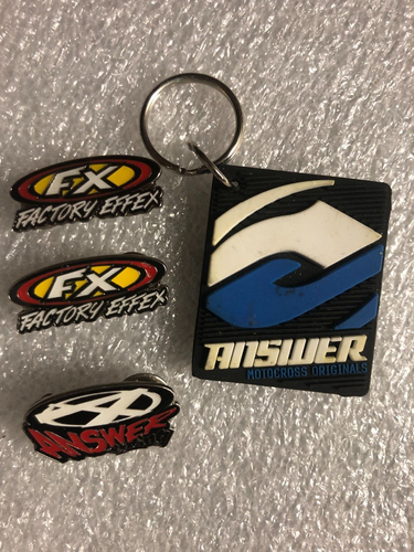 ANSWER RACING FACTORY EFFEX KEY CHAIN & COLLECTOR'S PINS SET OF4 BRAND NEW