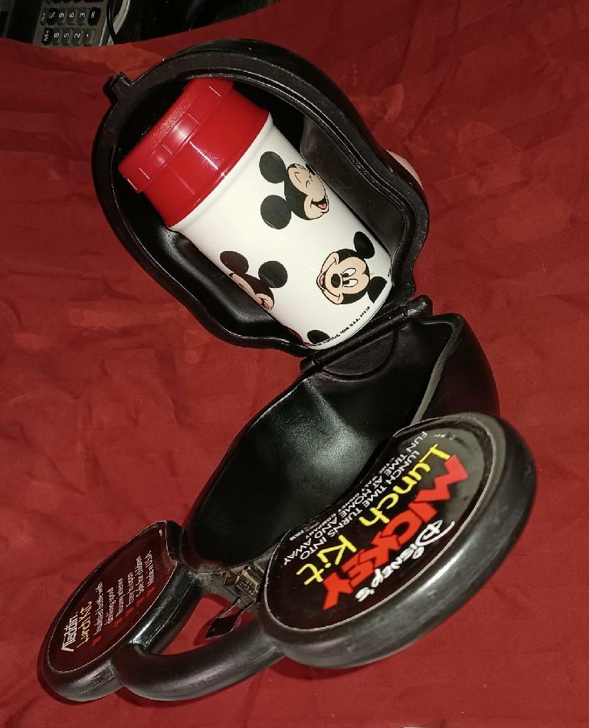 VINTAGE Disney Mickey Mouse Head Lunch Box Kit By Aladdin
