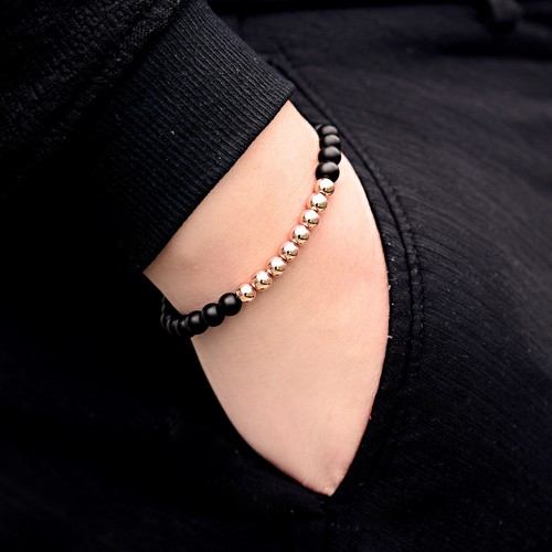 Mode Herren Schwarz Lavastein 18K Kupfer Perlen Charm Unisex Armbänder Günstigste - Bild 5 von 26