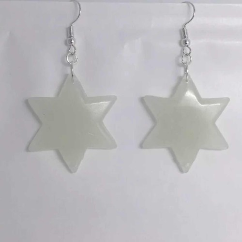 Star earrings Glow In The Dark Large Earrings Kitch Bright Silver Pl A217 - Picture 2 of 4