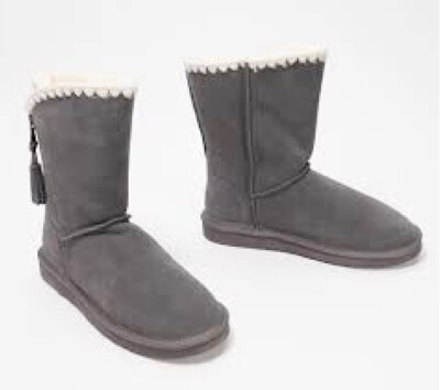 NEW Lamo 12 Medium Luma Water Resistant Suede Winter Boots in Charcoal QVC 1205