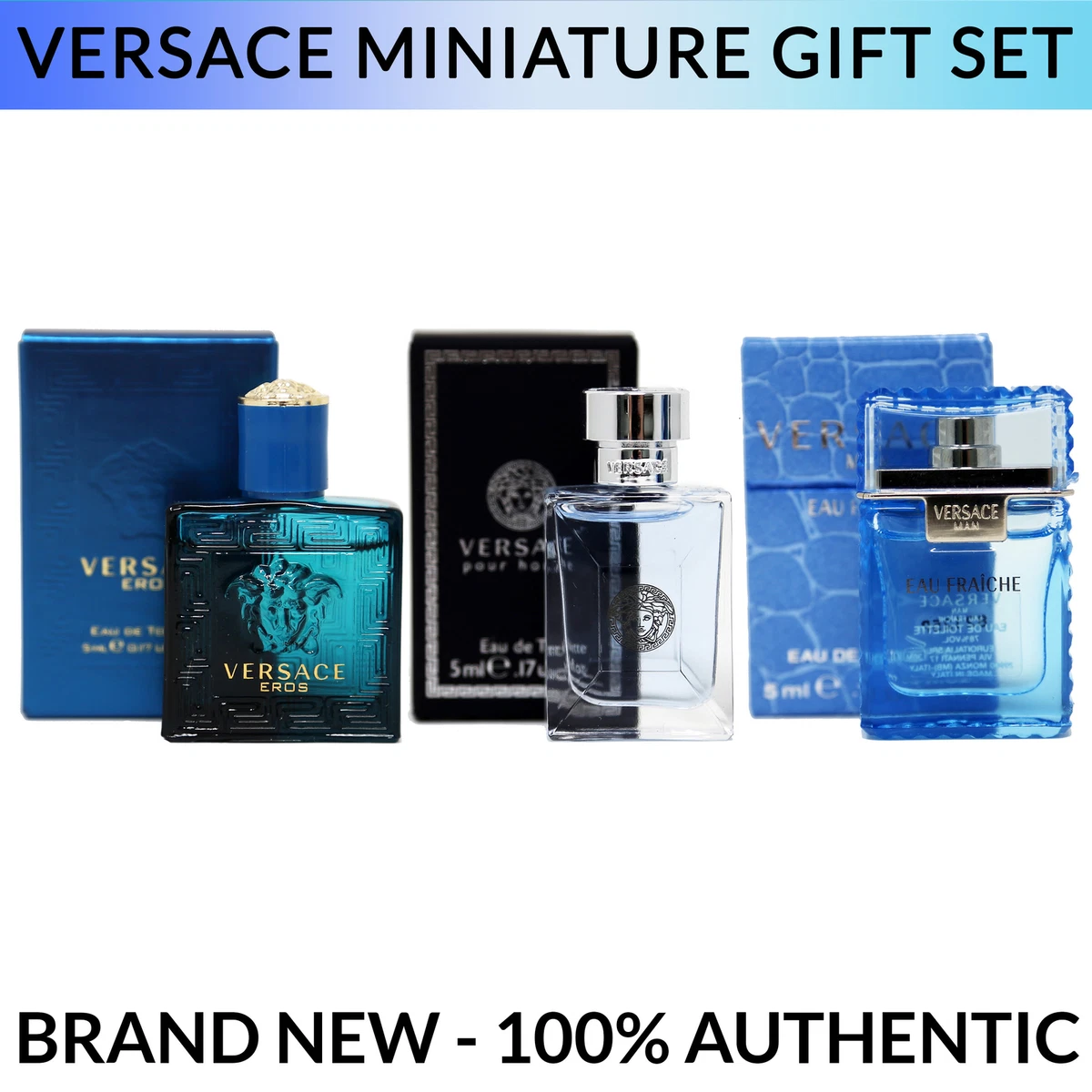 Versace Men s 3pc Miniature Gift Set Eau Fraiche Eros Pour