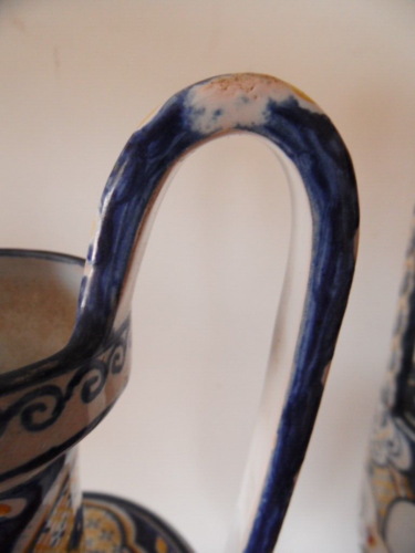 ANTIQUE HR HENRIOT QUIMPER VASE TWO HANDLED URN FRENCH FAIENCE , PEASANT WOMAN - Picture 7 of 14