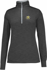 J America Women's Courtside Poly Fleece 1/2 Zip, Black/Cement, MeMedium