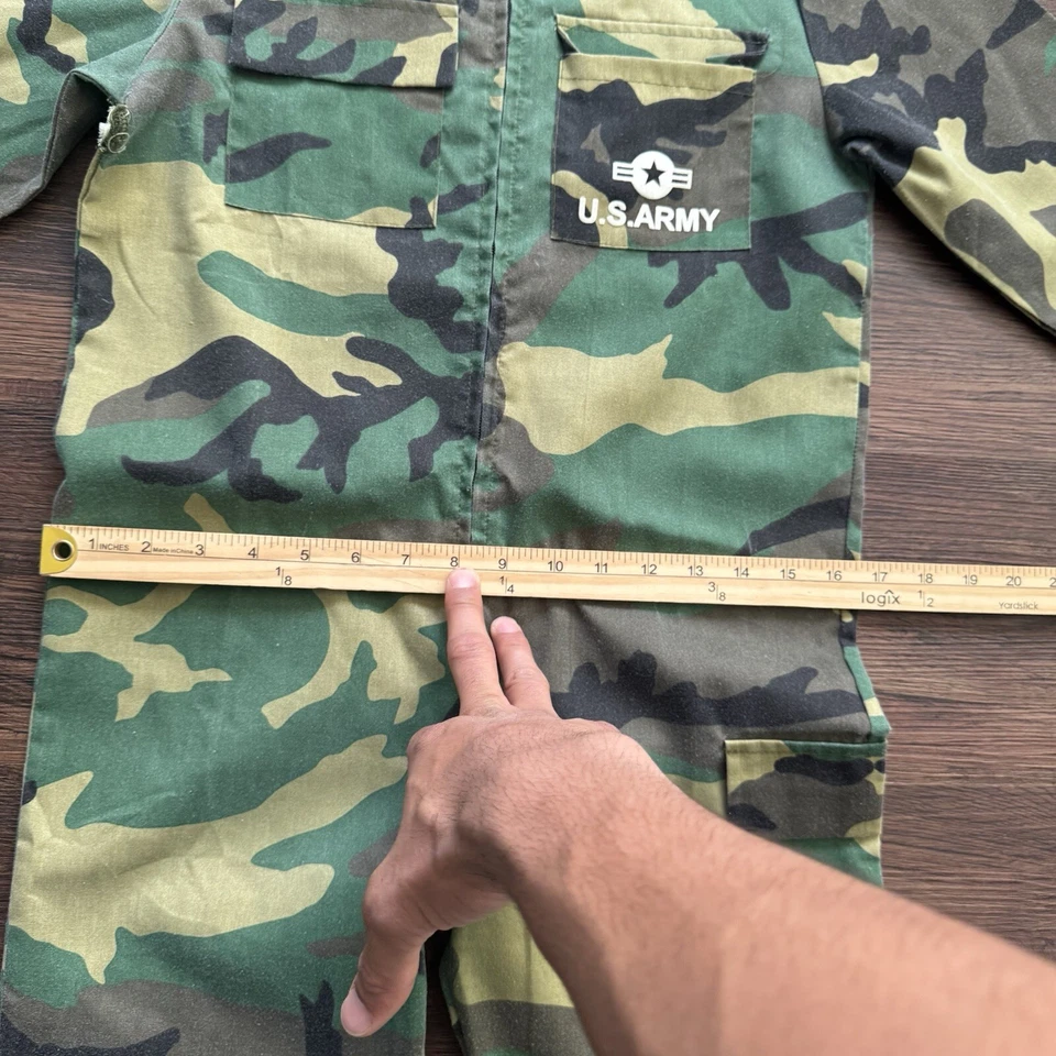 US Army Military Youth 12 Camouflage Camo Coveralls Full Body Vintage 90s or 80s - Image 3 of 4