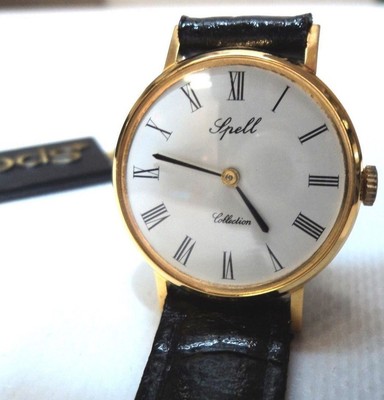 New Womens Vintage SPELL Watch Maual Charge Laminated Case Leather Strap