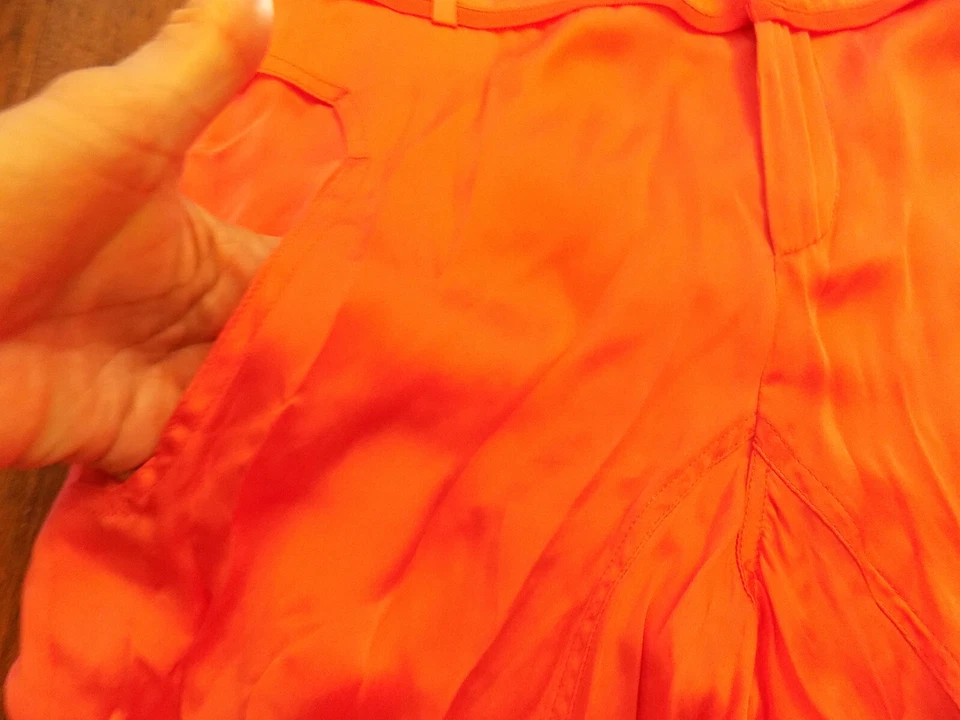 Pantalones Blumarine 100% Seda Satén Cintura Alta Coral Rosa Resort talla 4 Bolsillos ¡FABULOSO! Foto 3 de 4