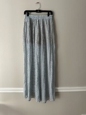 Zara Light Blue  White Paisley Extra Wide Leg Palazzo Pants Trousers Size S VGC