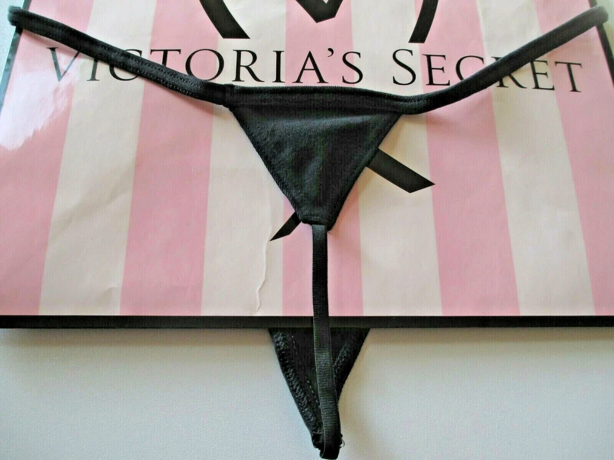 VICTORIA'S SECRET Black Cotton V-String Thong Panty S M L XL 2XL Sexy  G-String