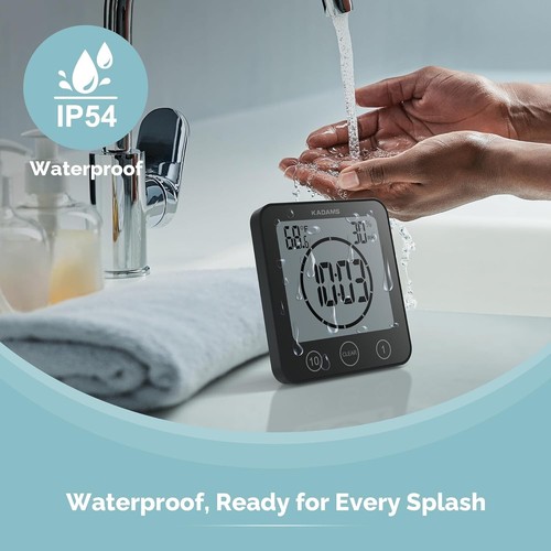 Compact Digital Shower Timer Clock with Loud Alarm & Temperature Feature - Black - Picture 5 of 12