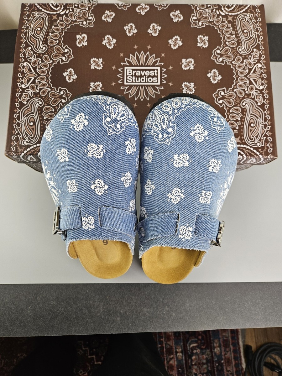 NEW Bravest Studios Denim Paisley Mule Clog Men's Size 9