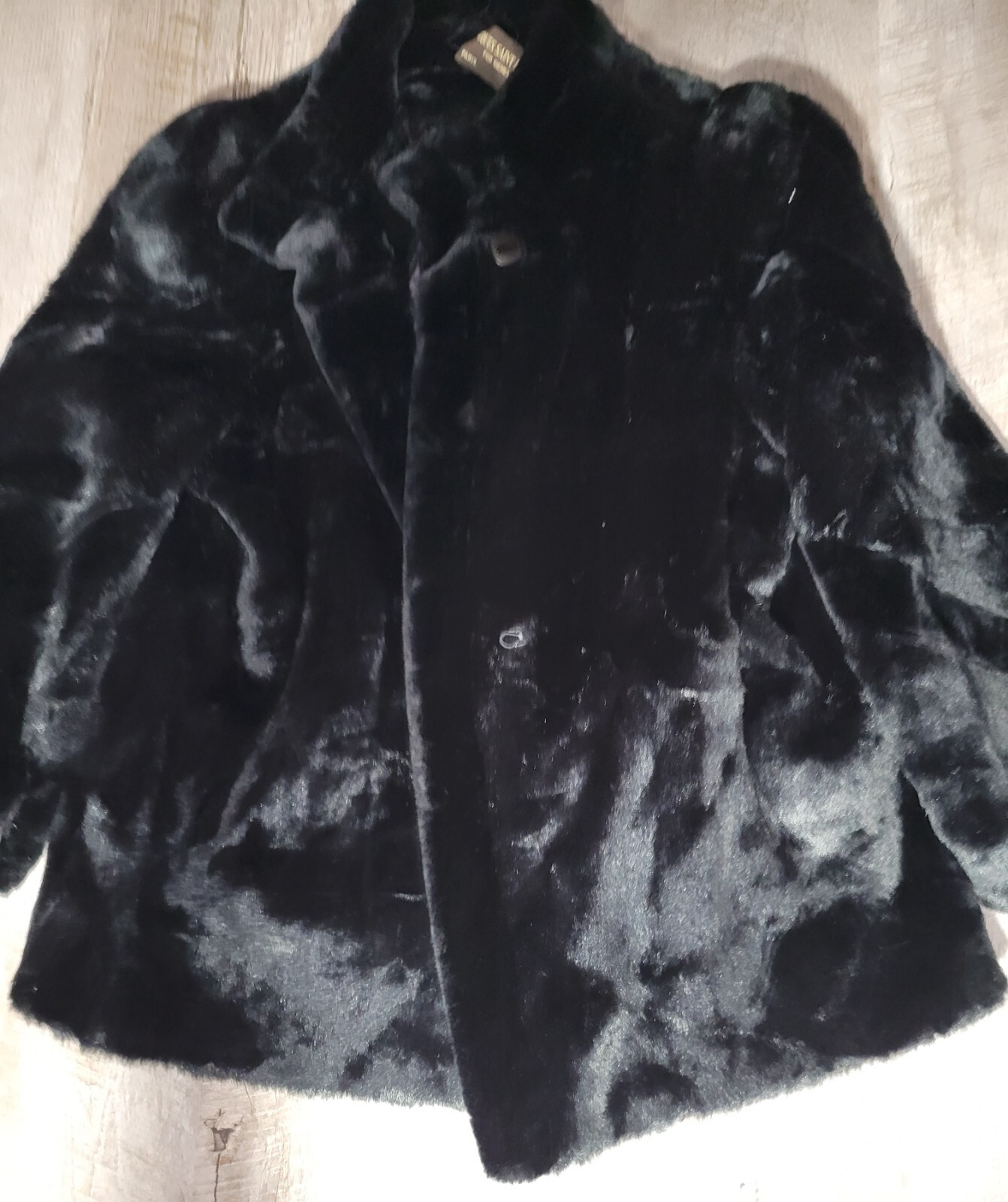 Jacques Saint Laurent cappotto donna nero pelliccia sintetica